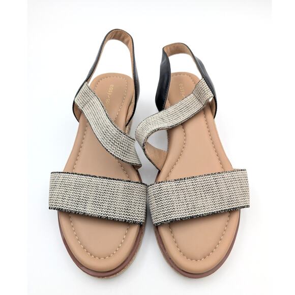 Easy Spirit Sabina Strappy Low Wedge Sandals Women's Beige/Black Size US8W EU39 - Picture 10 of 11